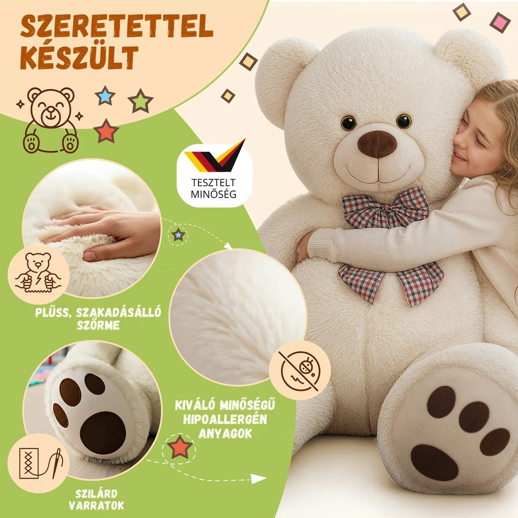 BENY nagy plüssmedve, 100cm, krém Monzana