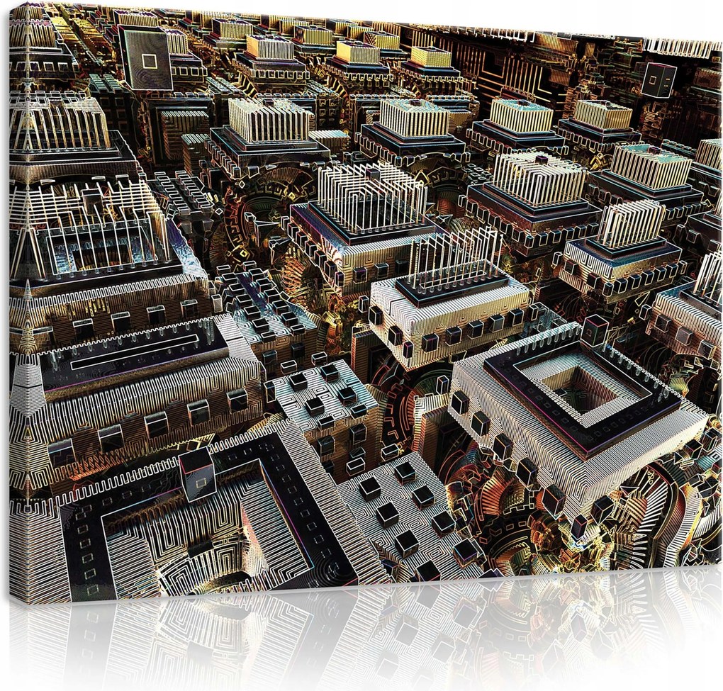 Vászonkép 80x60 Futurisztikus város komplex absztrakt szerkezet