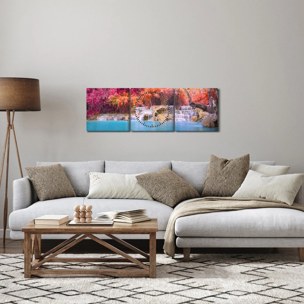 Türkiz lagúna, Laosz, Tat Kuang Si képe (órával) (90x30 cm)