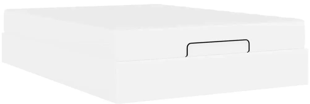 Ágykeret matraccal matracmal Tiszta fehér 140 x 190 cm Műbőr