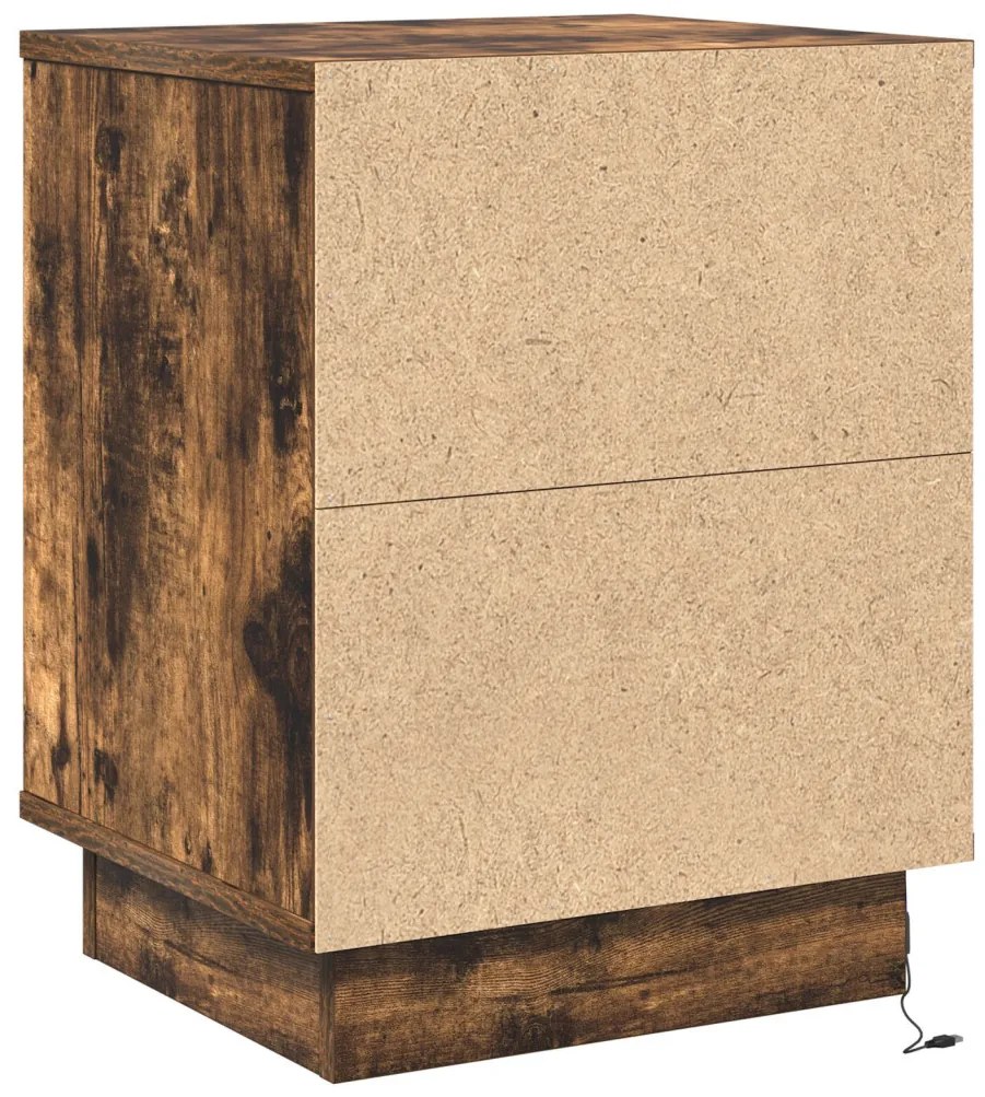 Éjjeli szekrény LED világítással 2 db Füstölt tölgy 39x34,5x50 cm