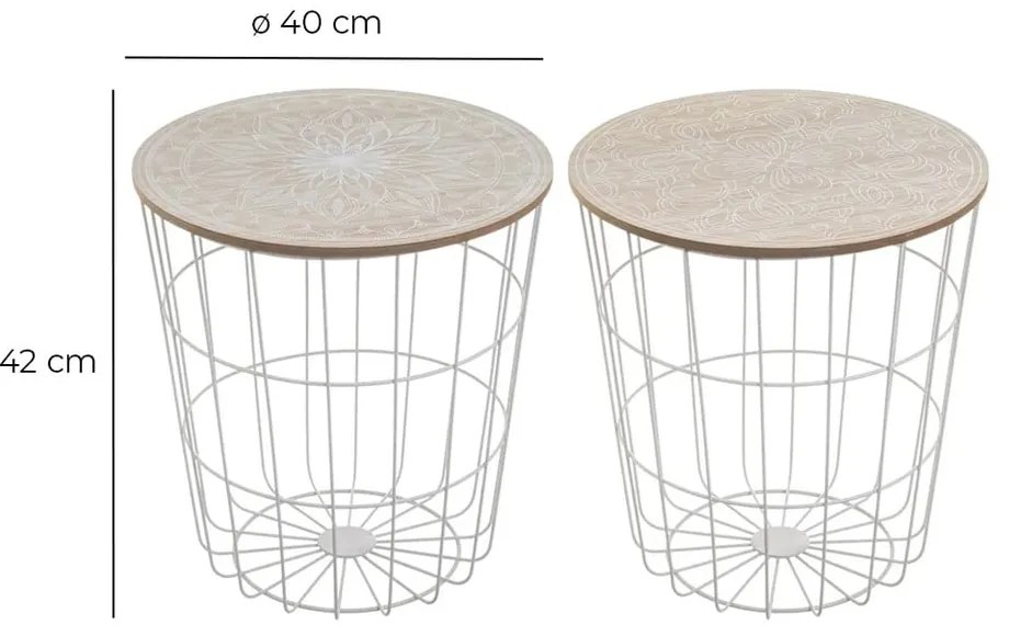Kerek tárolóasztal szett 2 db-os ø 40 cm – Casa Selección