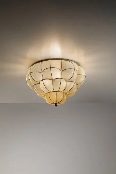 SIRU - Mennyezeti lámpa POUFF 3xE27/60W/230V króm/bézs Velencei üveg