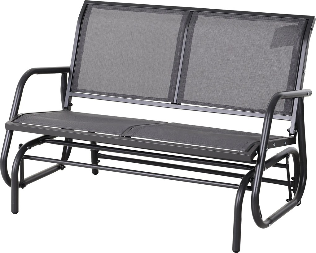 Outsunny 2-Fős Hinta Székes Kerti Pad Hinta Mechanizmussal, Fém Kerti Pad, 200 kg terhelhetőséggel, Kerti Bútor, 120 x 70 x 85 cm, Szürke | Aosom