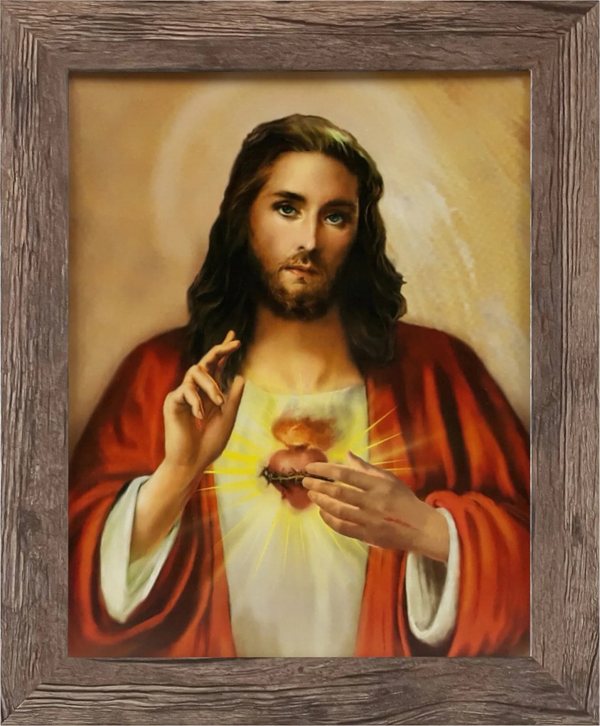 Vászonkép 30x25 Jézus Krisztus Jézus Szíve Tölgy Keret
