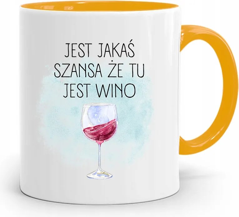 Sárga Bögre Lányoknak Esély Arra, Hogy Itt Van A Bor, fényképes nyomattal