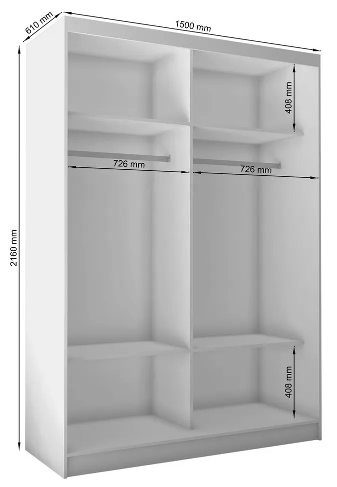 Finezja Gardróbszekrény (150 cm) Fehér - lila