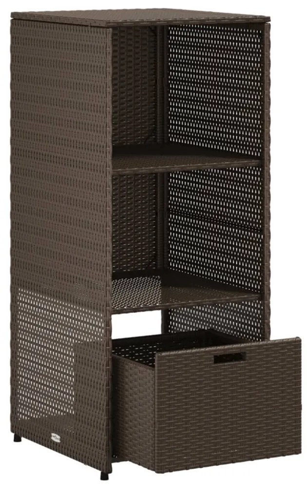 barna polyrattan kerti tárolószekrény 50 x 55 x 115 cm