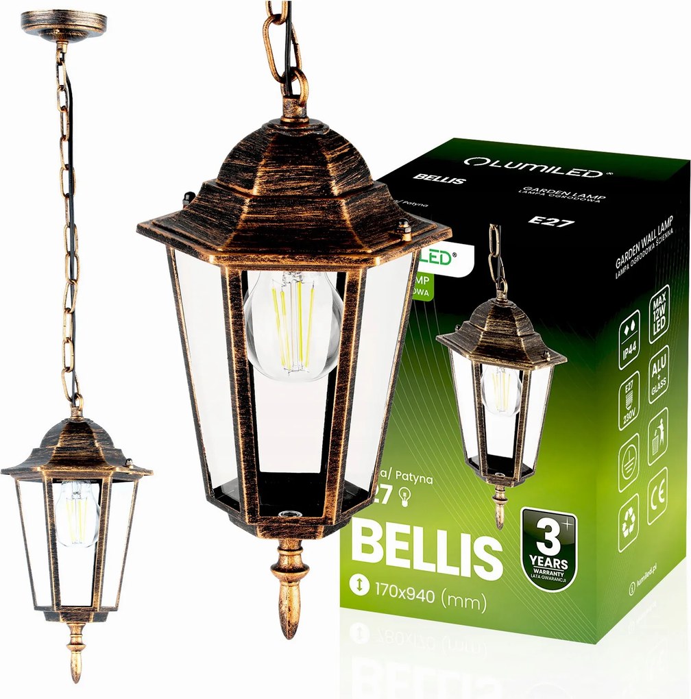 Kerti Lámpa Függő Mennyezeti Kültéri Lámpa Klasszikus E27 Túlnyúlás