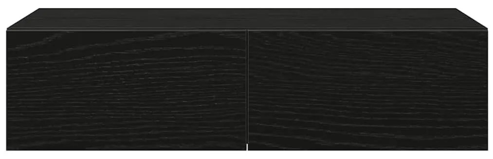 Falipolc fiókokkal fekete 60x26,5x15 cm műszaki fa