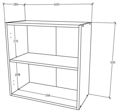 Benita 2 ajtós Felső konyhaszekrény Antracit-Fehér 60x30x60 cm