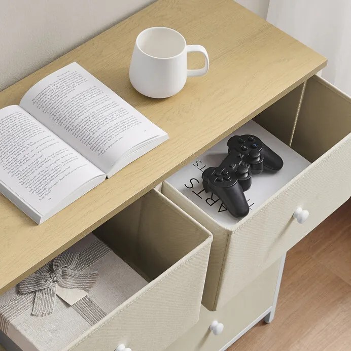 Bézs Fém Komód 80×30×71 cm. AUK-E1033 WT