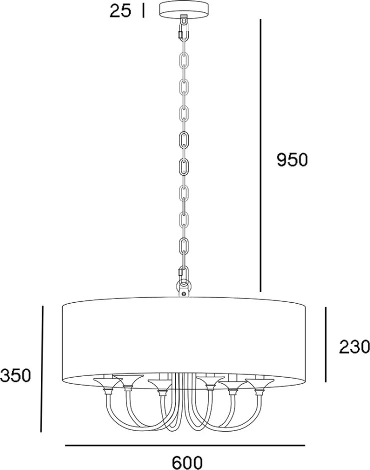 COSMOLIGHT P06512CH-WH ABU DHABI Ernyős Függesztett Lámpa Fehér, Króm E14 IP20