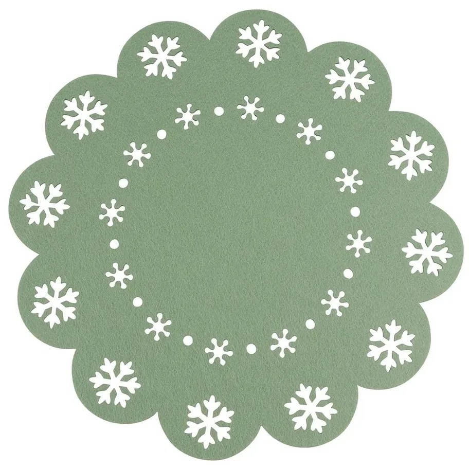 Altom Asztalterítő Snowflake zöld, átmérő 38 cm, 4darabos szett