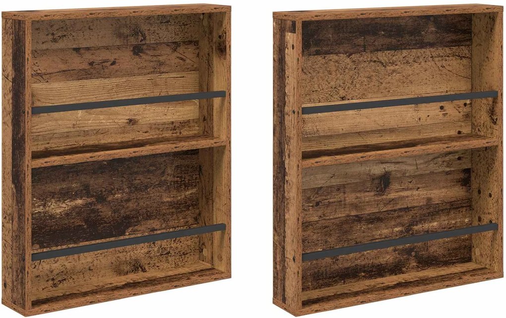 vidaXL Magazin állvány polcokkal 2 pcs Öreg fa 60 x 12 x 70 cm Faanyag