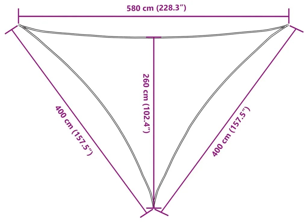 fekete háromszög alakú oxford-szövet napvitorla 4 x 4 x 5,8 m