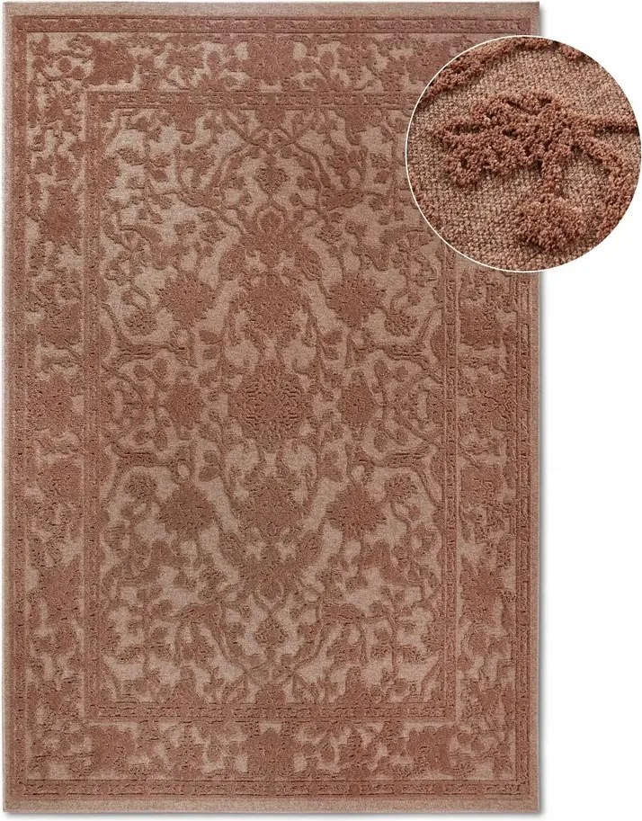 Modern szőnyeg nappaliba 200x290cm, barna dombornyomott 3D minta,újrahasznosítás