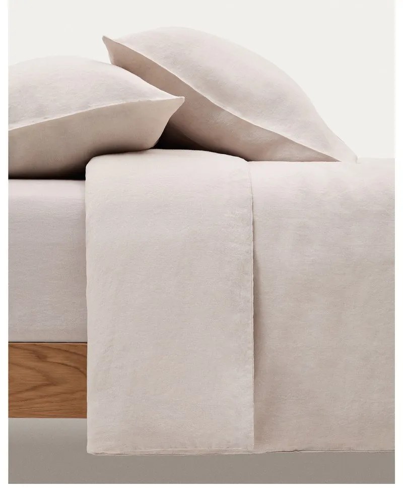 Szürkésbarna gumis pamut lepedő 150x200 cm Simmel – Kave Home