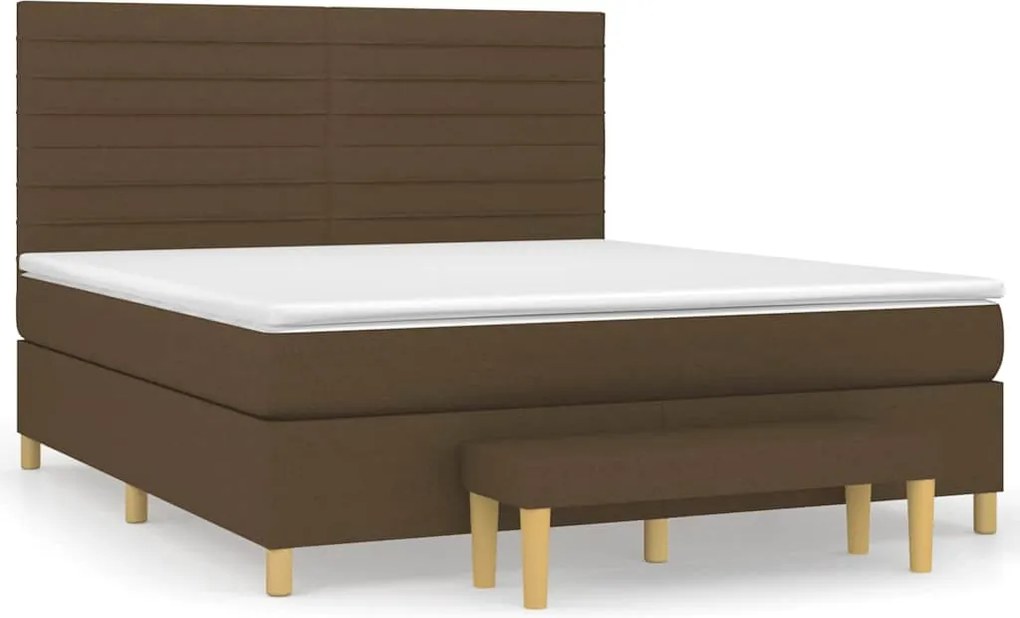 vidaXL sötétbarna szövet rugós ágy matraccal 180 x 200 cm