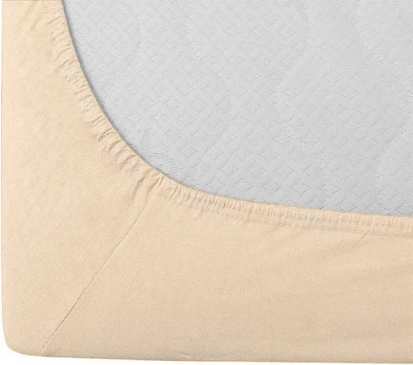 Krepp ágynemű készlet TAUPEXA világosbarna + Jersey gumis lepedő 180 x 200 cm világos bézs, franciaágy