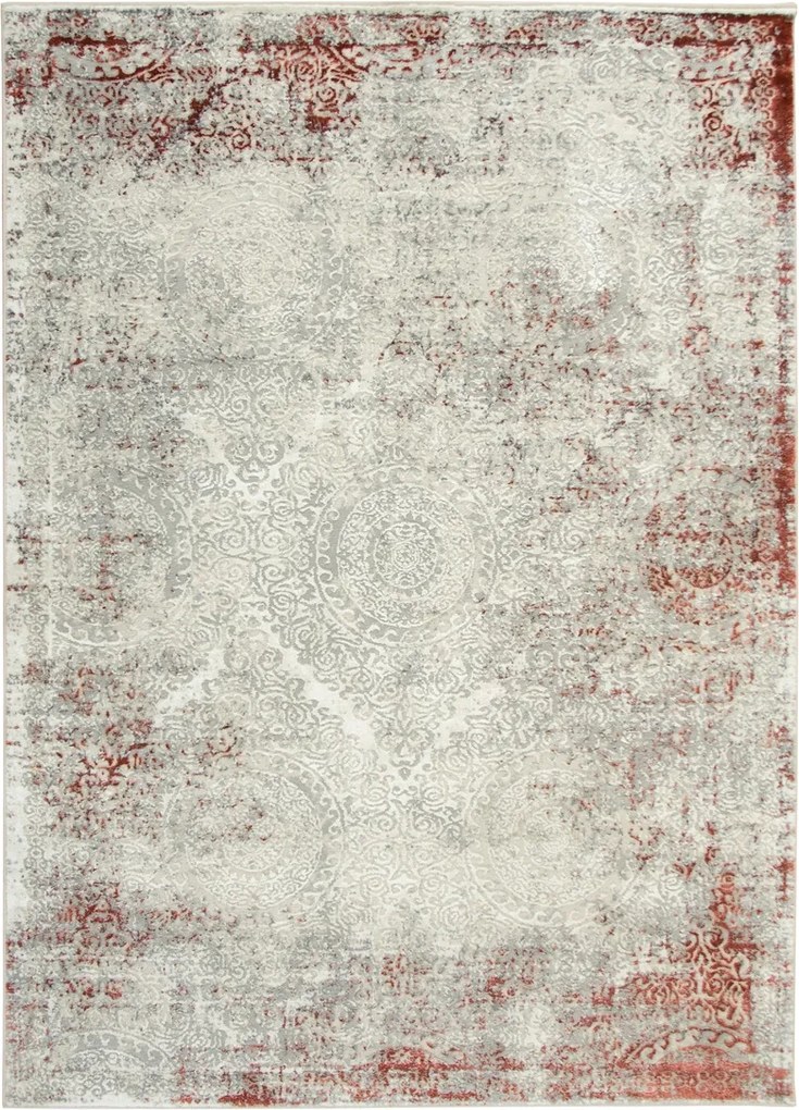 140x190 cm Csillogó Szőnyeg Dísz Szürke Piros