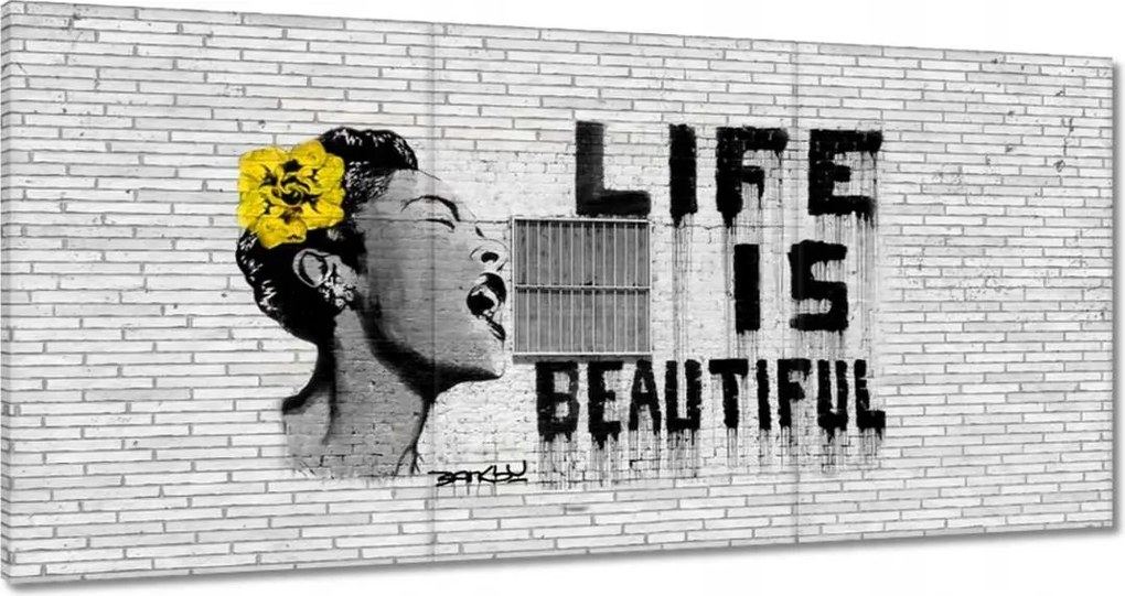 Festmények 180x90 Banksy Life is beautiful