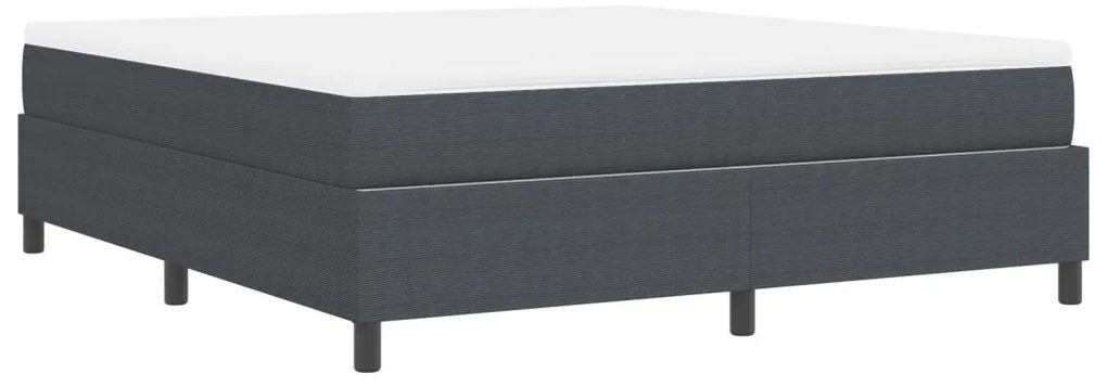 Box Spring Ágy Matraccal Sötétszürke Super King Kordbársony Anyag