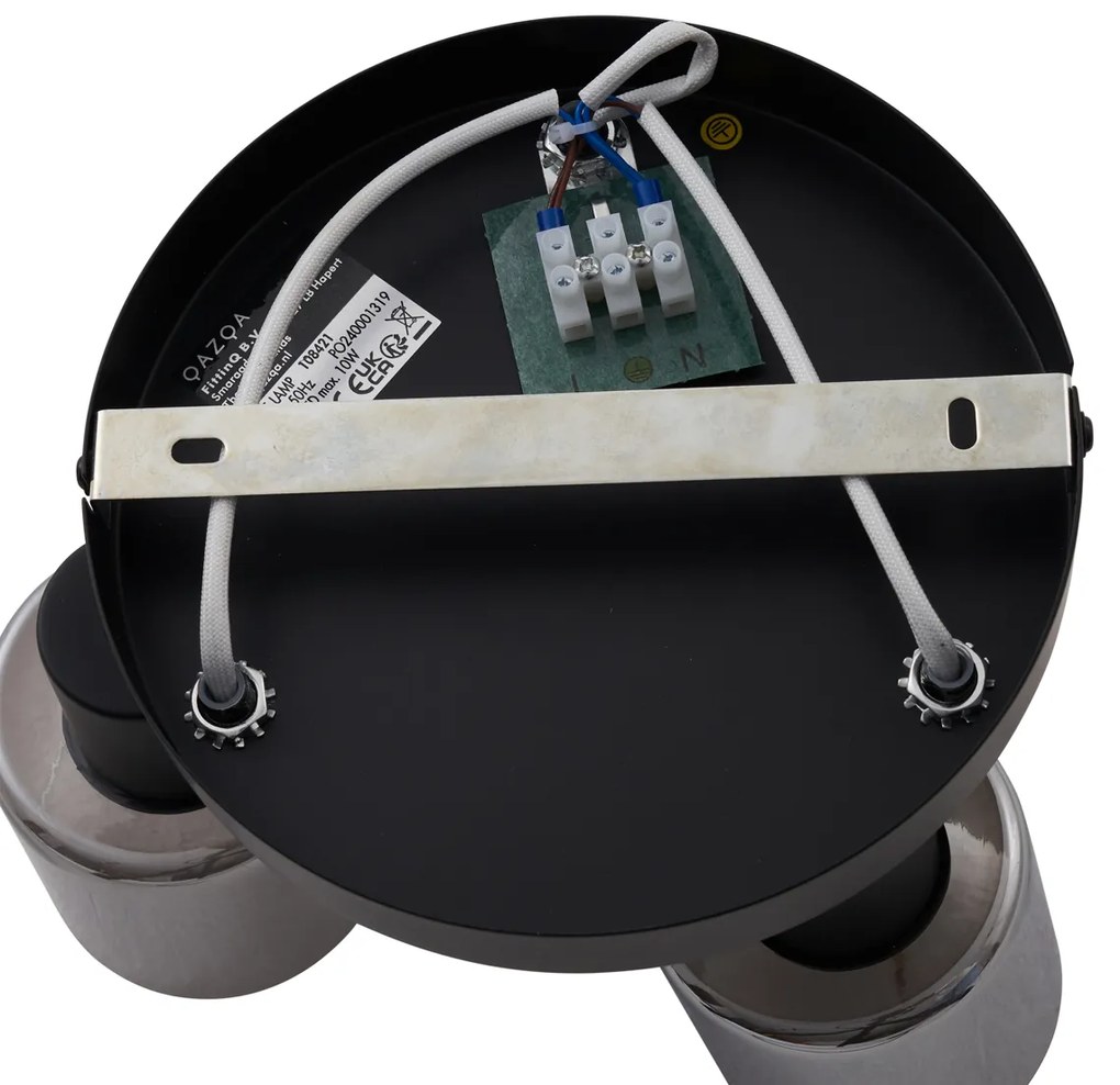 Modern fekete mennyezeti lámpa füstüveggel, kerek, 3-lámpás - Cilin