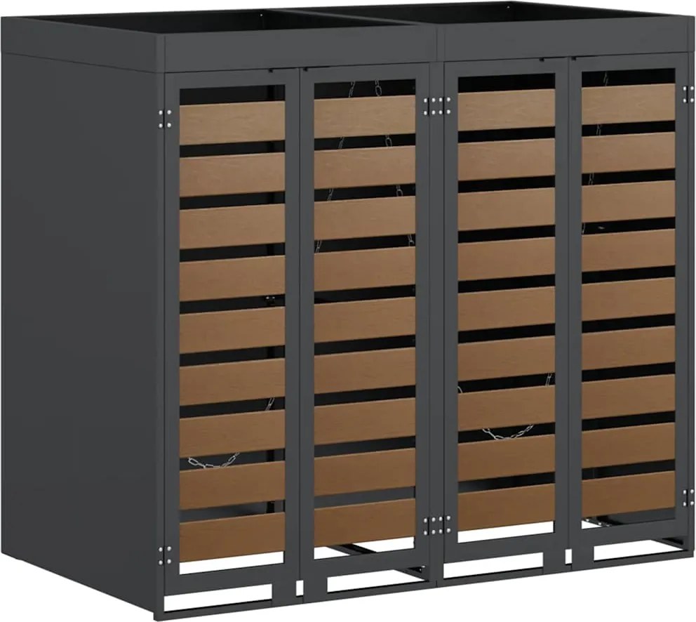 vidaXL Gurulós kuka tároló 3 kukához Antracit 340 x 77.5 x 115.5 cm