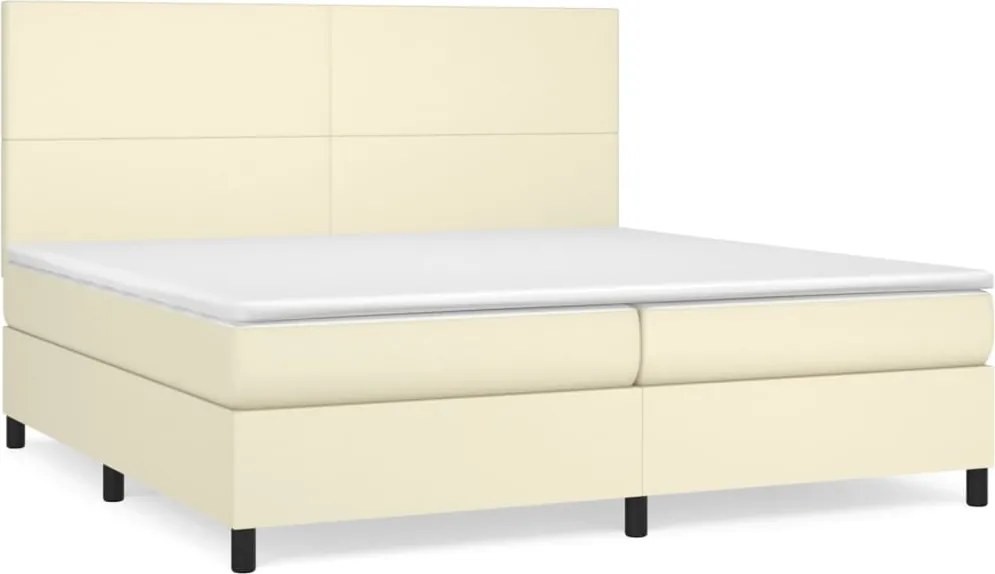 vidaXL krémszínű műbőr rugós ágy matraccal 200 x 200 cm
