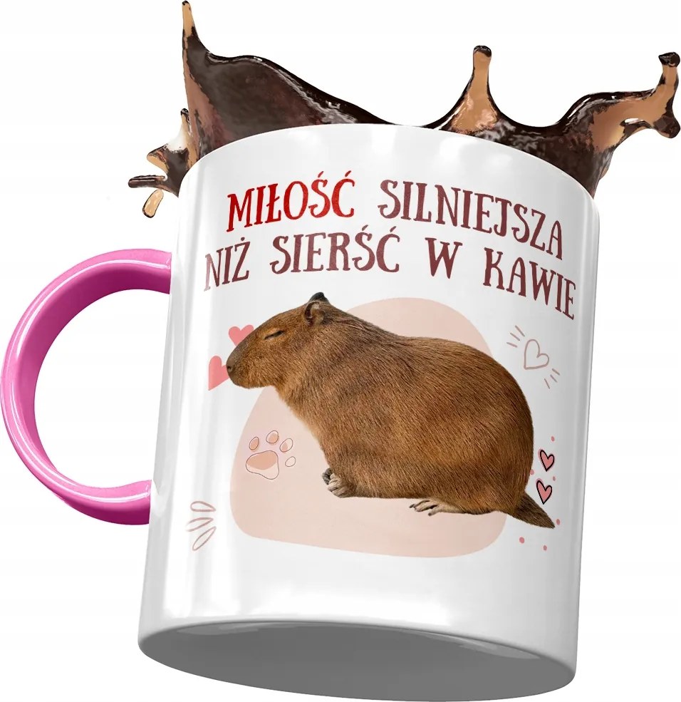 Rózsaszín Kapibara Bögre Születésnapra Névnapra Ajándék Nyomtatott Fotóval