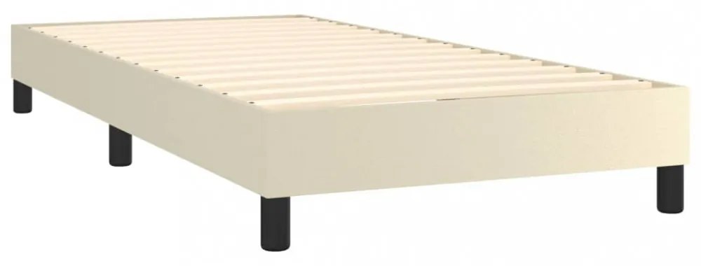 krémszínű műbőr rugós ágykeret 80 x 200 cm