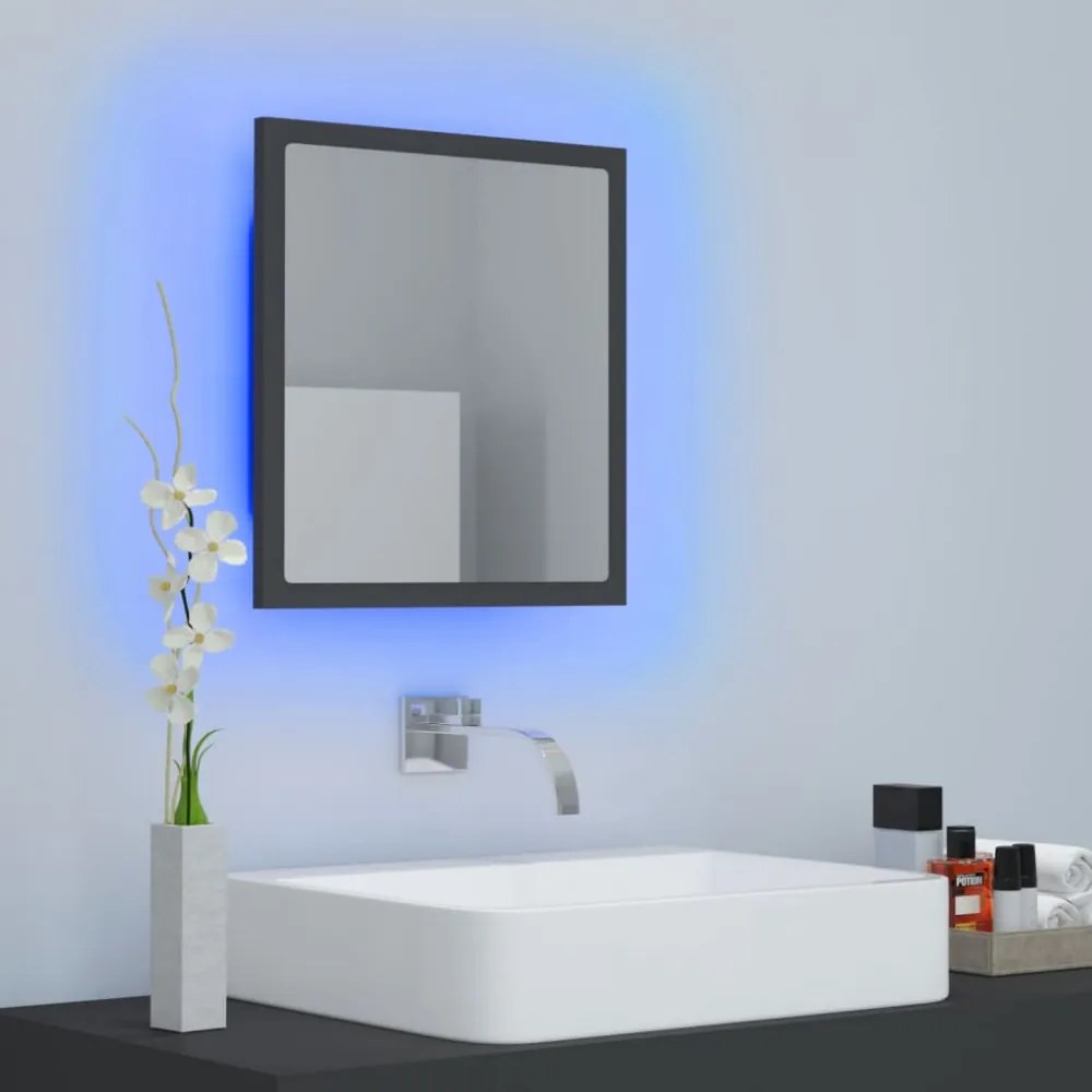 szürke akril LED-es fürdőszobai tükör 40 x 8,5 x 37 cm