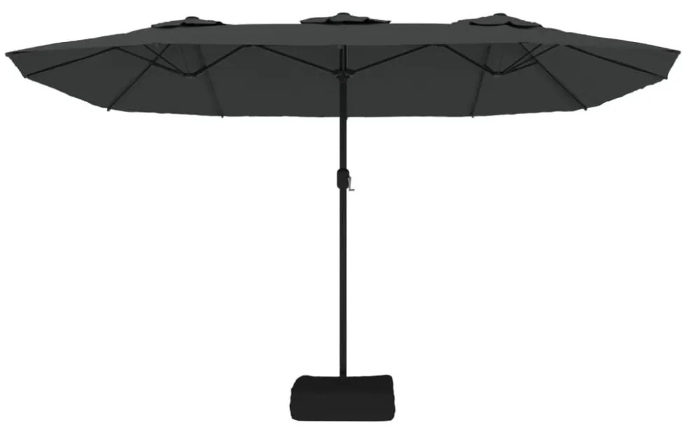 antracitszürke dupla tetős LED-es napernyő 449x265 cm