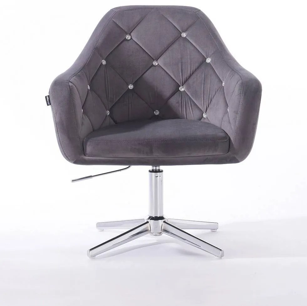 HR830CROSS Grafit Modern Velúr Szék Krómozott lábbal
