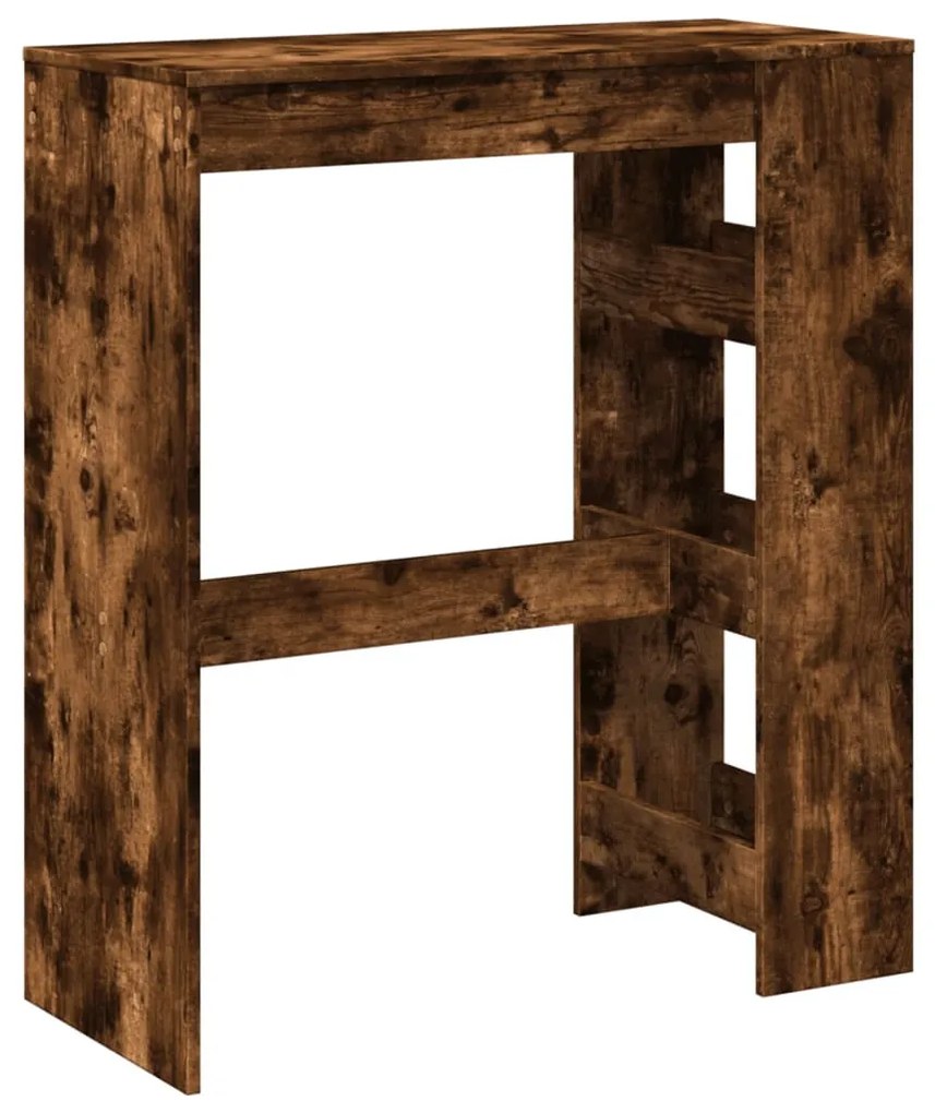 füstös tölgy szerelt fa bárasztal tárolókkal 90 x 40 x 103,5 cm