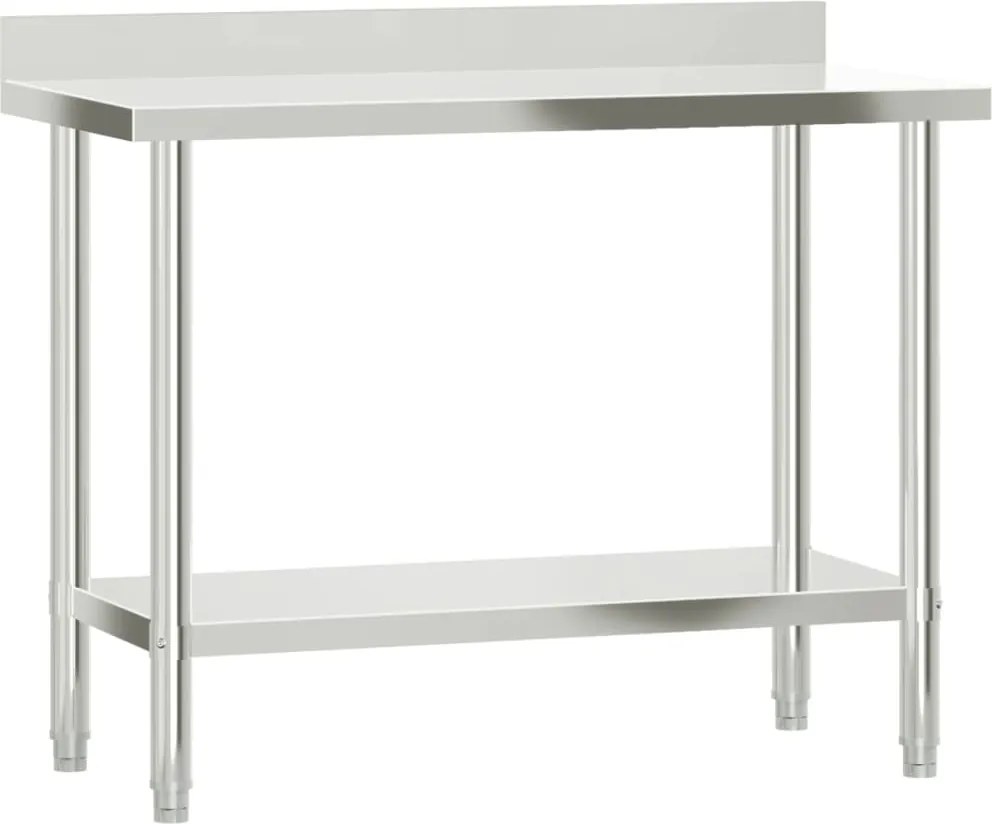 vidaXL rozsdamentes acél konyhai munkaasztal hátlappal 110x55x93 cm