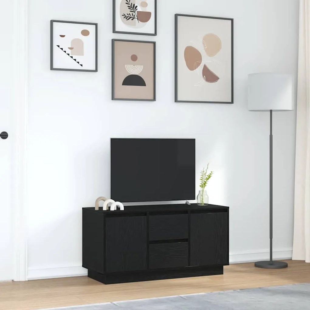 fekete tölgy TV-szekrény LED-világítással 100x41x50 cm