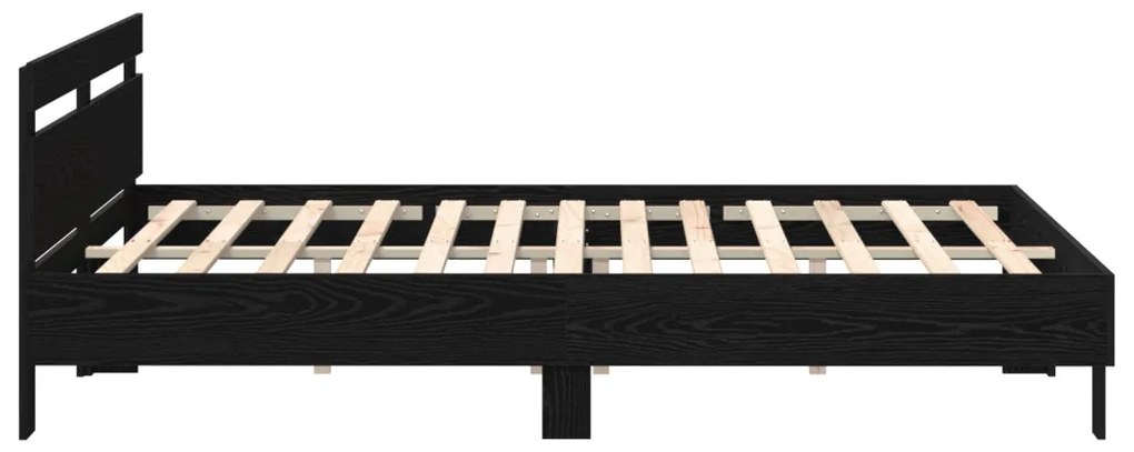 Ágykeret fejtámlával Musta tammi 200 x 200 cm Faanyag