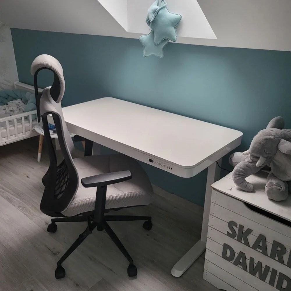 VELSEN íróasztal elektromos magasságállítással, vezérlőpanellel 120x60 cm fehér
