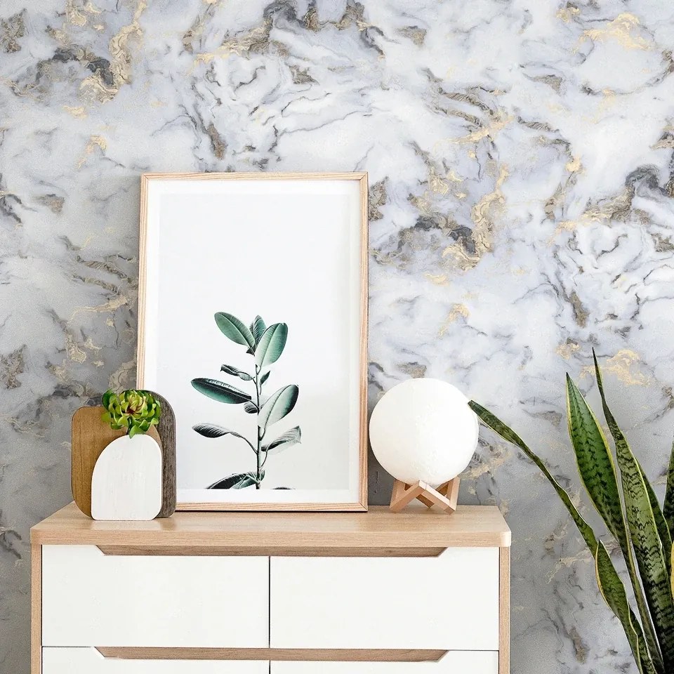 Arthouse Signature 1 Bahia Marble arany-fehér márvány mintás papír tapéta – 923001