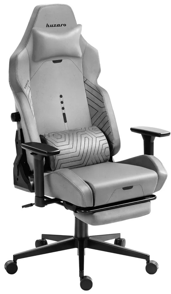 Gamer szék, lábtartóval prémium Grey Noir