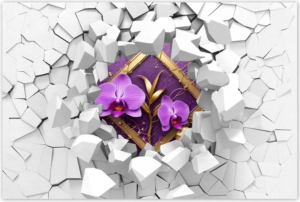 Poszterek 120x80 Lila orchideák és arany