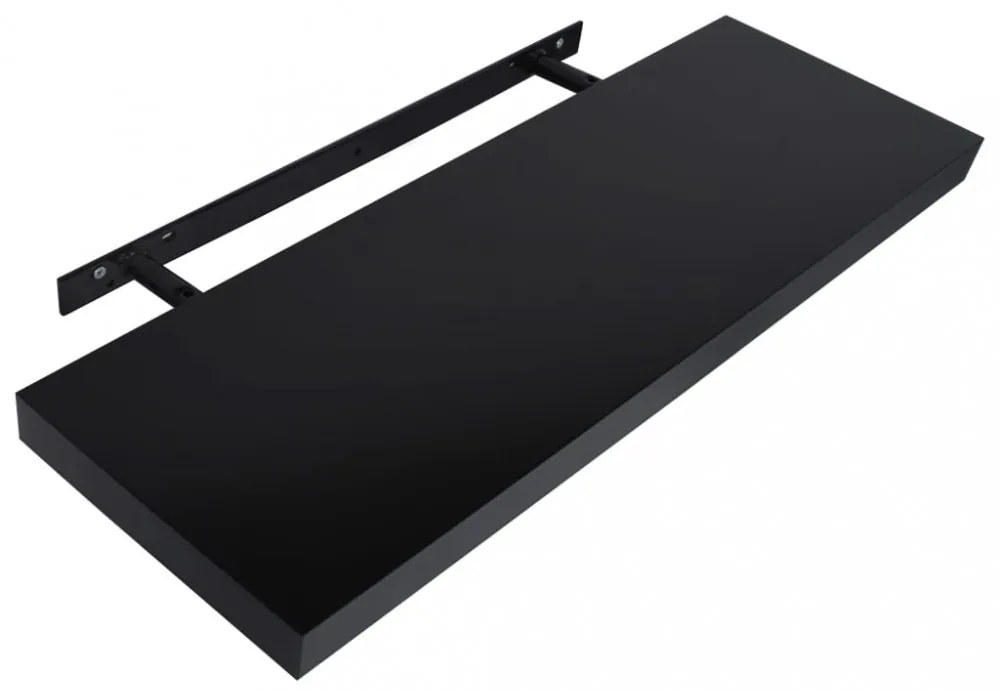 2 darab fekete lebegő fali polc 100 x 20 x 3,8 cm