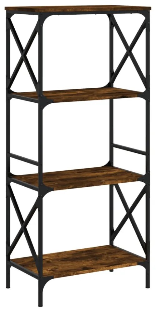 4 szintes füstös tölgy szerelt fa könyvespolc 59 x 35 x 132 cm