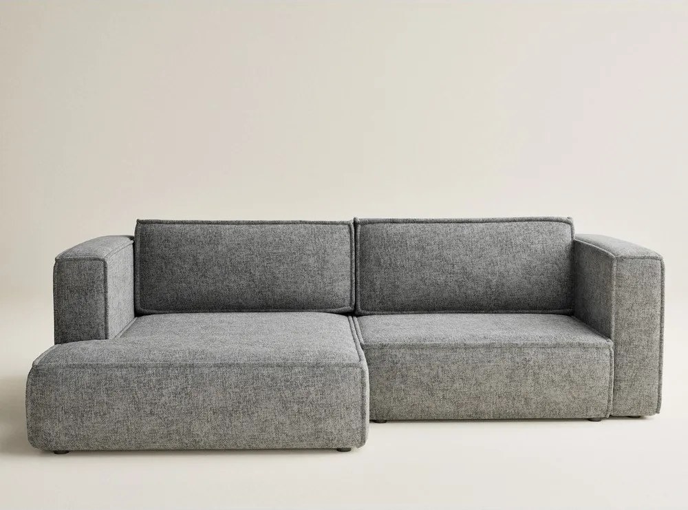 Szürke zsenília kinyitható-tárolóhelyes sarokkanapé (bal oldali-heverő résszel) Velto – Maison de Rêve
