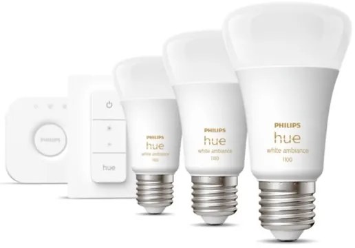Philips Hue kezdőcsomag WA 3xE27/11W 2200-6500K + Hue Bridge és fényerőszabályzó kapcsoló