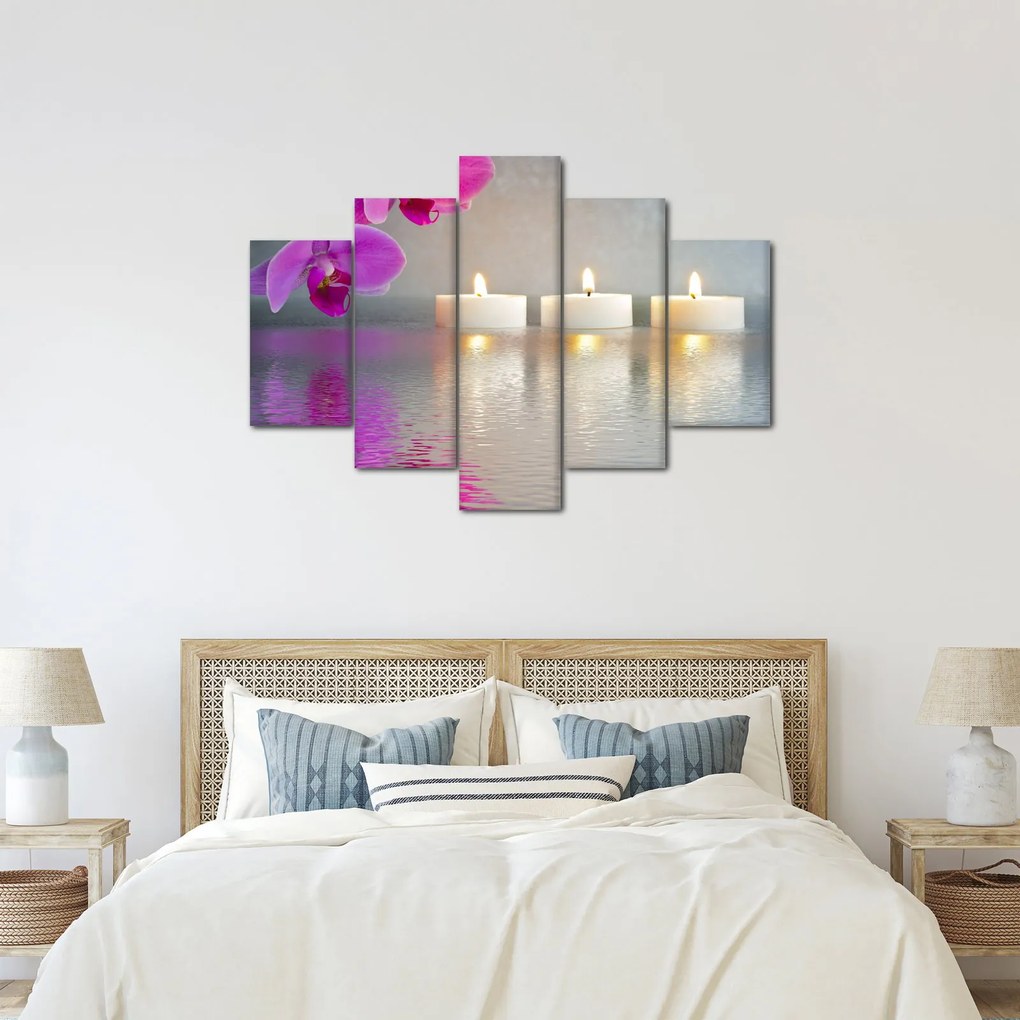 Gyertyák a vízen képe (150x105 cm)