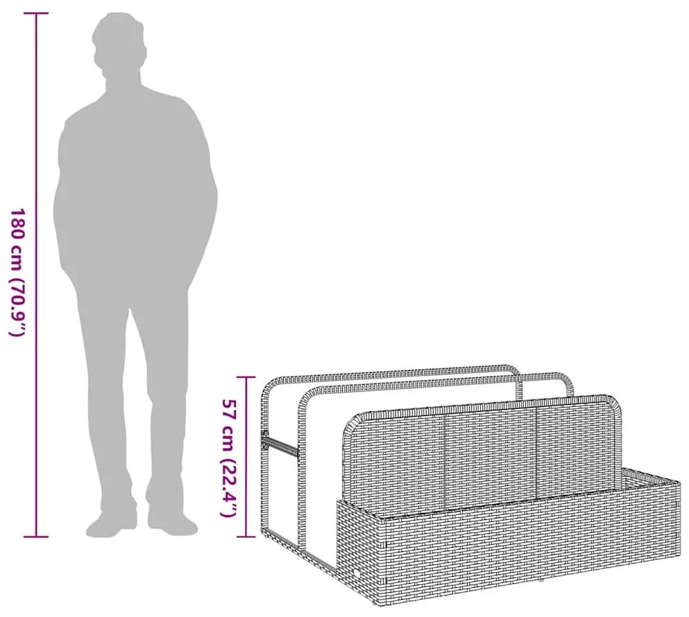 barna polyrattan medence melletti úszótároló 110x100x57 cm