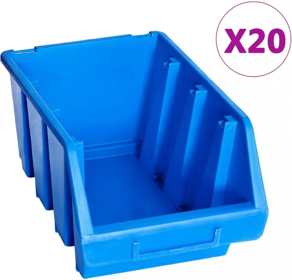 20 db kék műanyag rakásolható tárolódoboz